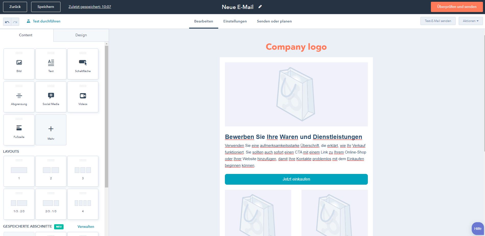 Kostenlose NewsletterSoftware HubSpot